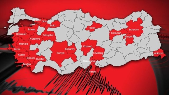 خريطة أكثر المناطق المهددة بالزلازل في تركيا